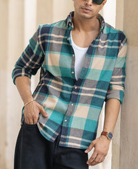 Navy-Teal Checks Shirt