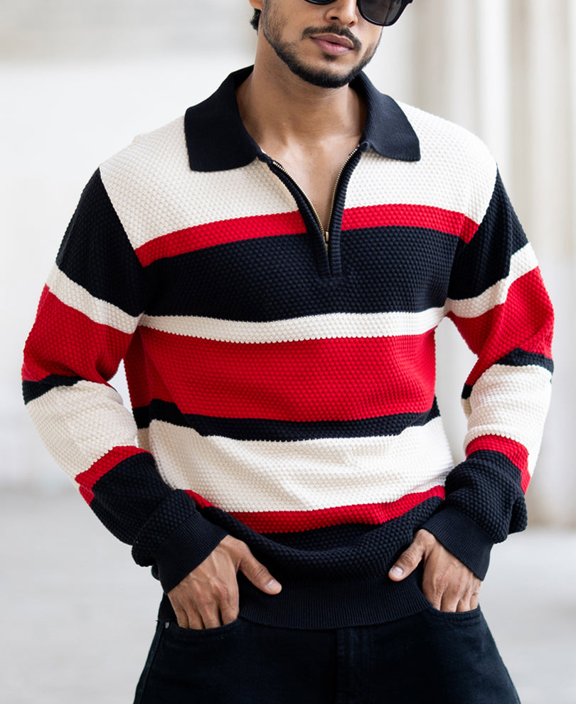 Multi Colour Regular Fit Full Sleeves T-Shirt