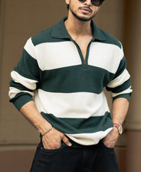 Bottle Green And Butter Regular Fit Full Sleeves T-Shirt