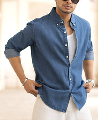 Blue Denim Full Sleeves Regular Fit Shirt