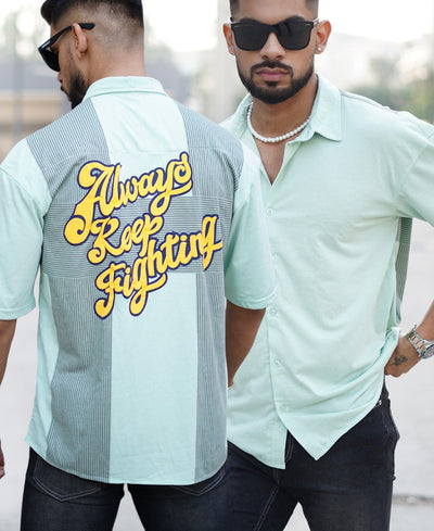 Pista Green Back Print Oversize Drop Shoulder Shirt