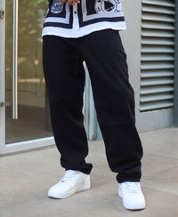 Black Solid Washed Baggy Fit Denim Jeans