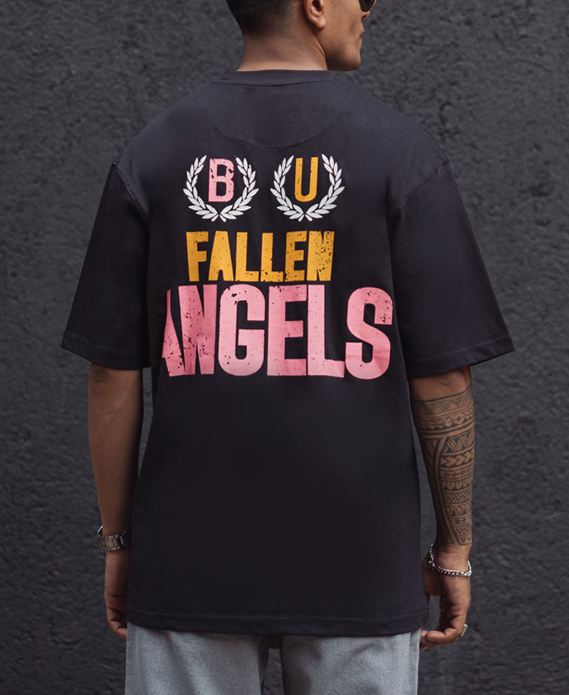 Black Printed Oversized Half Sleeves T Shirt