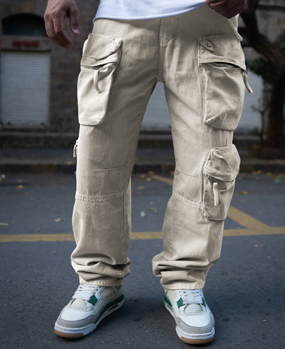 Stone Baggy Fit Denim Cargo Jeans