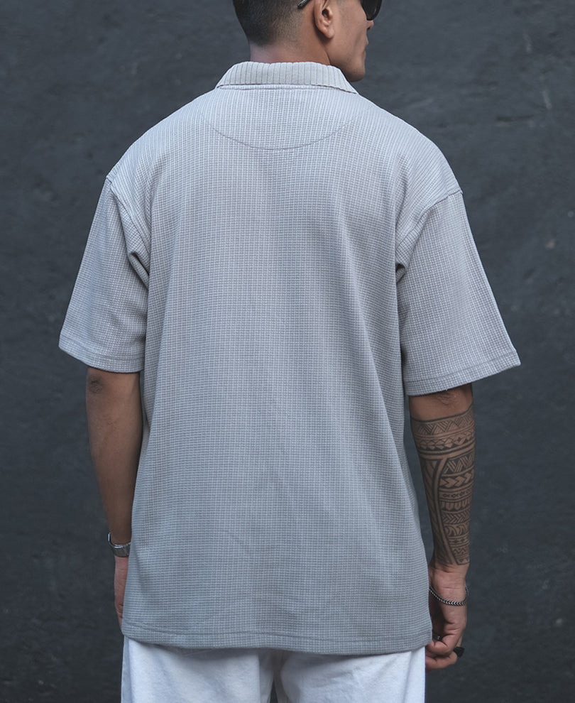 Grey Structured Oversized Half Sleeves T Shirt