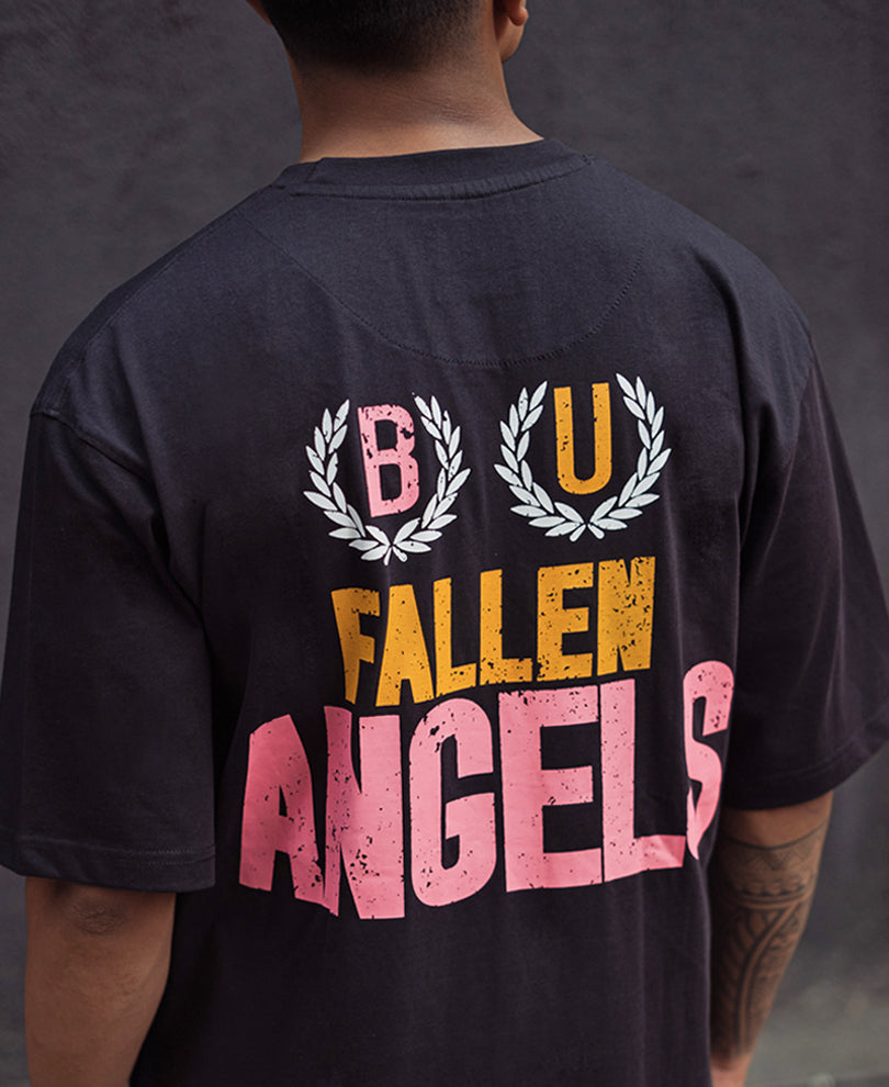 Black Printed Oversized Half Sleeves T Shirt