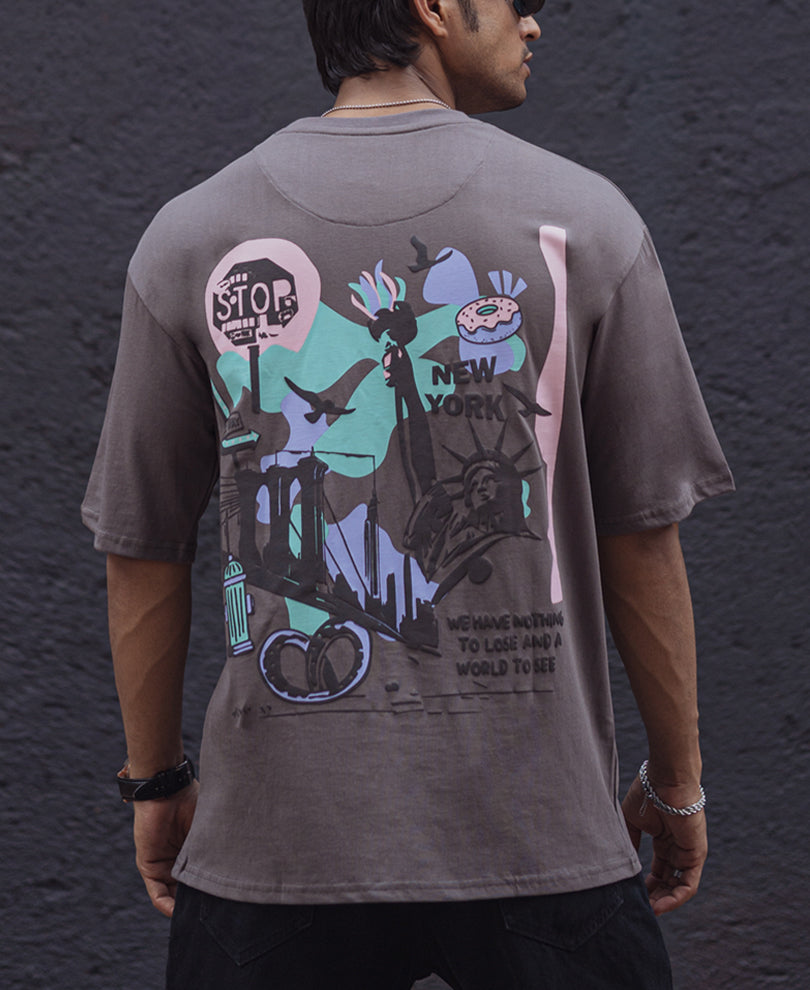 Charcoal Grey Oversized Structured T Shirt