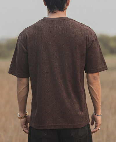Forest Brown Structured Oversized Half Sleeves T Shirt