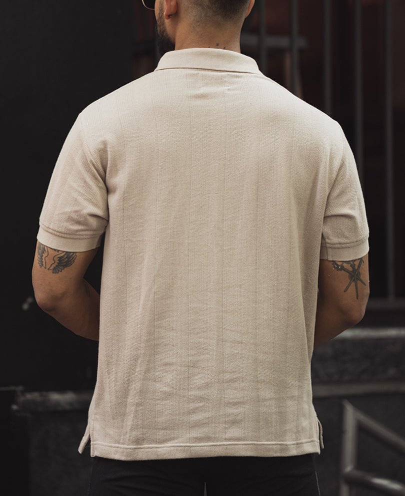 Beige Regular Fit Half SleevesÂ T-Shirt