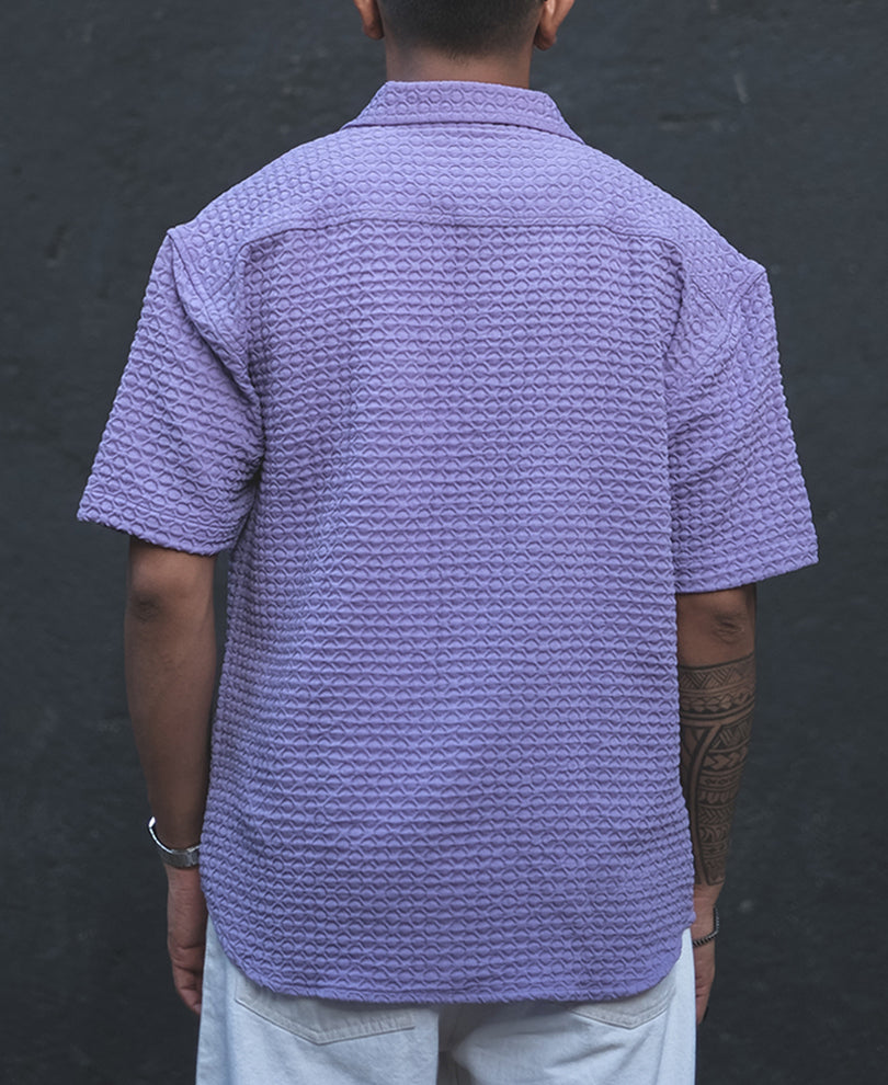 Lavender Structured Oversized Double Pocket Half Sleeves Shirt