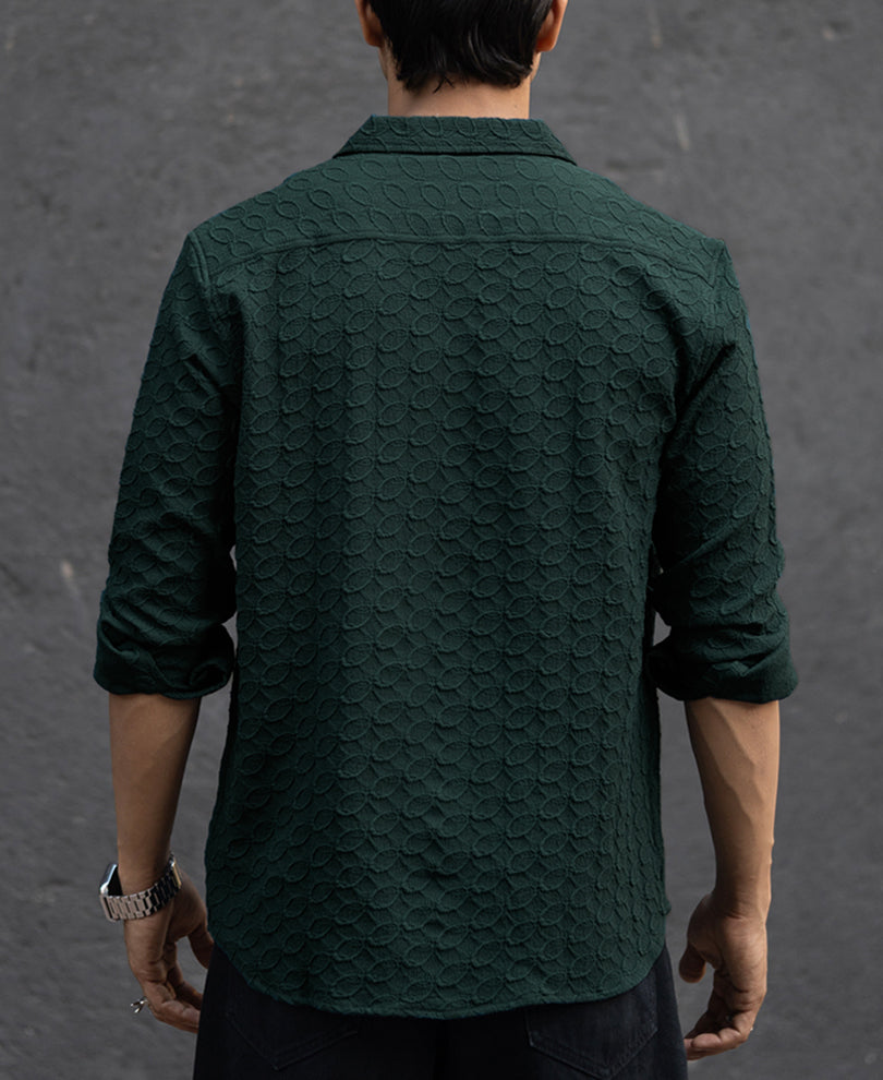 Teal Blue Structured Full Sleeves Shirt