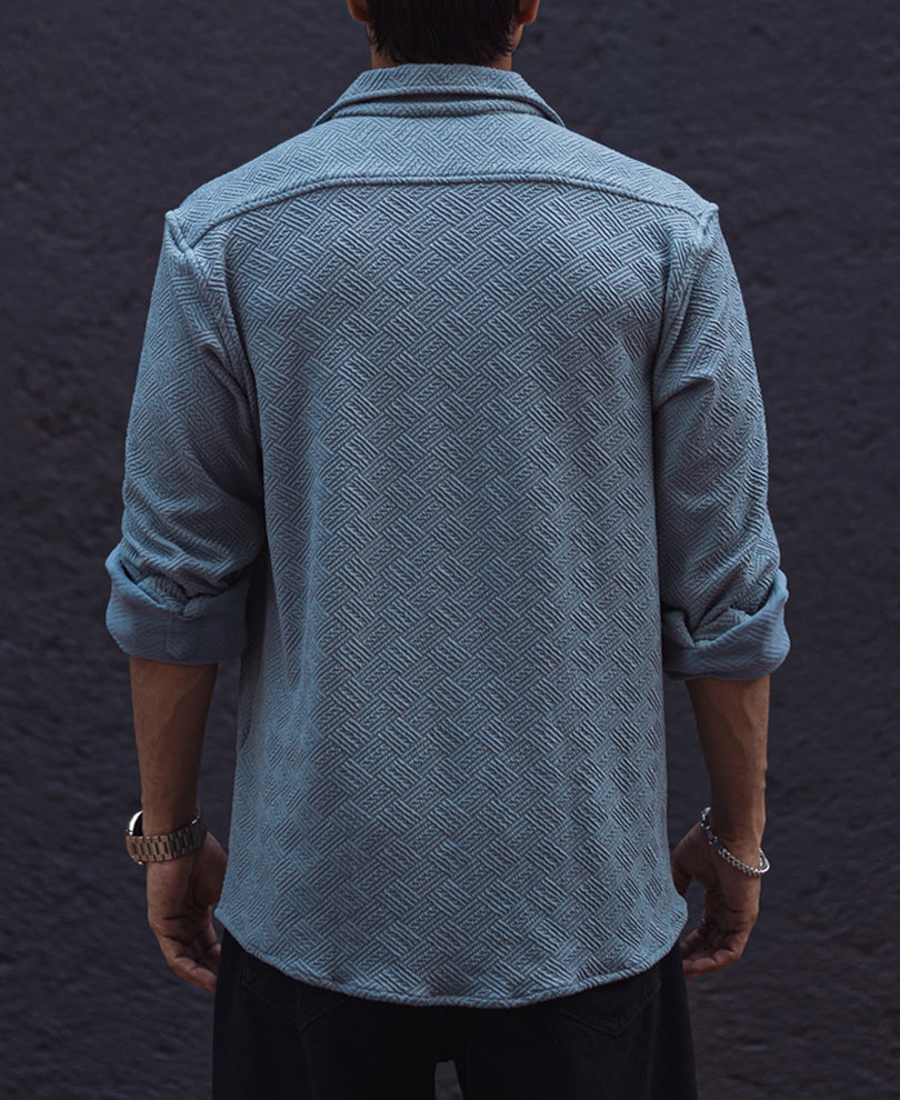 Grey Structured Full Sleeves Shirt
