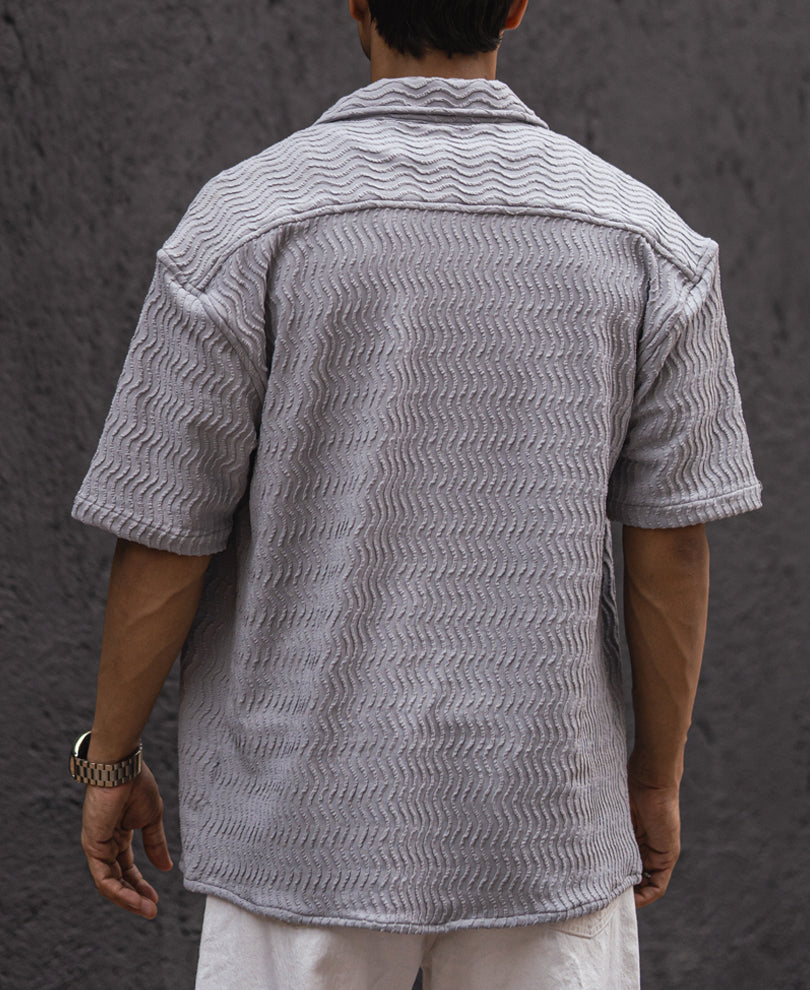Grey Structured Oversized Fit Shirt