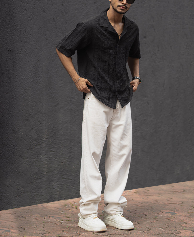 Black Structured Oversized Shirt
