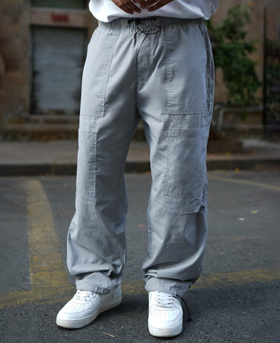 Grey Baggy Fit Parachute Pant