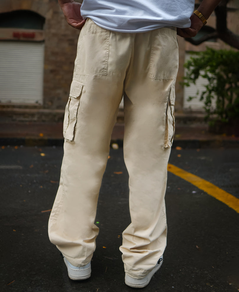 Light Beige Baggy fit Parachute Pant