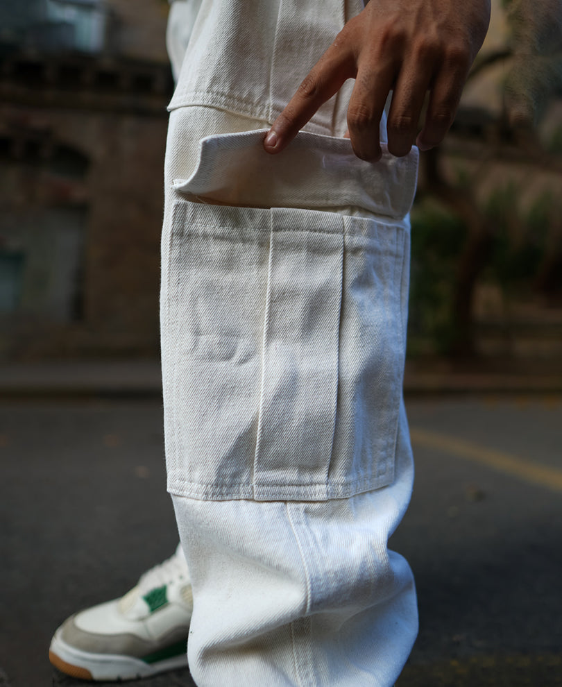 Off White Denim Cargo Pants