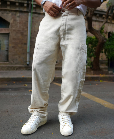 Off White Baggy Fit Linen Pants