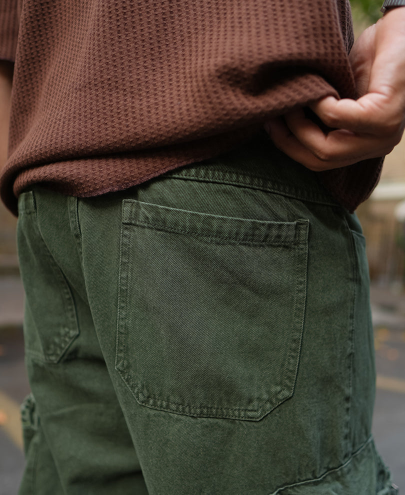 Green Baggy Fit Side Pocket Denim Jeans