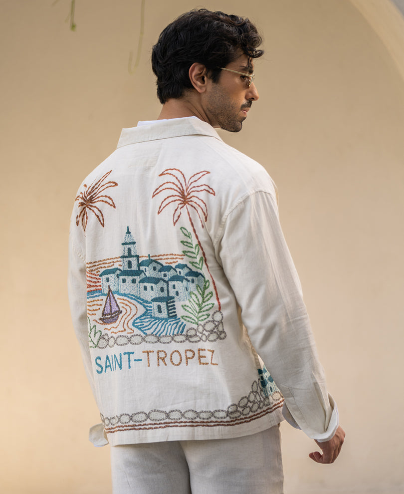 Linen Saint Tropez Print Shirt 100% Cotton