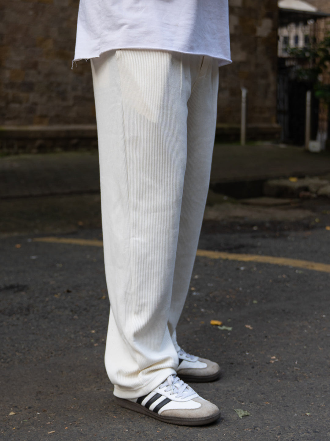 Cream Knitted Gurkha Pant