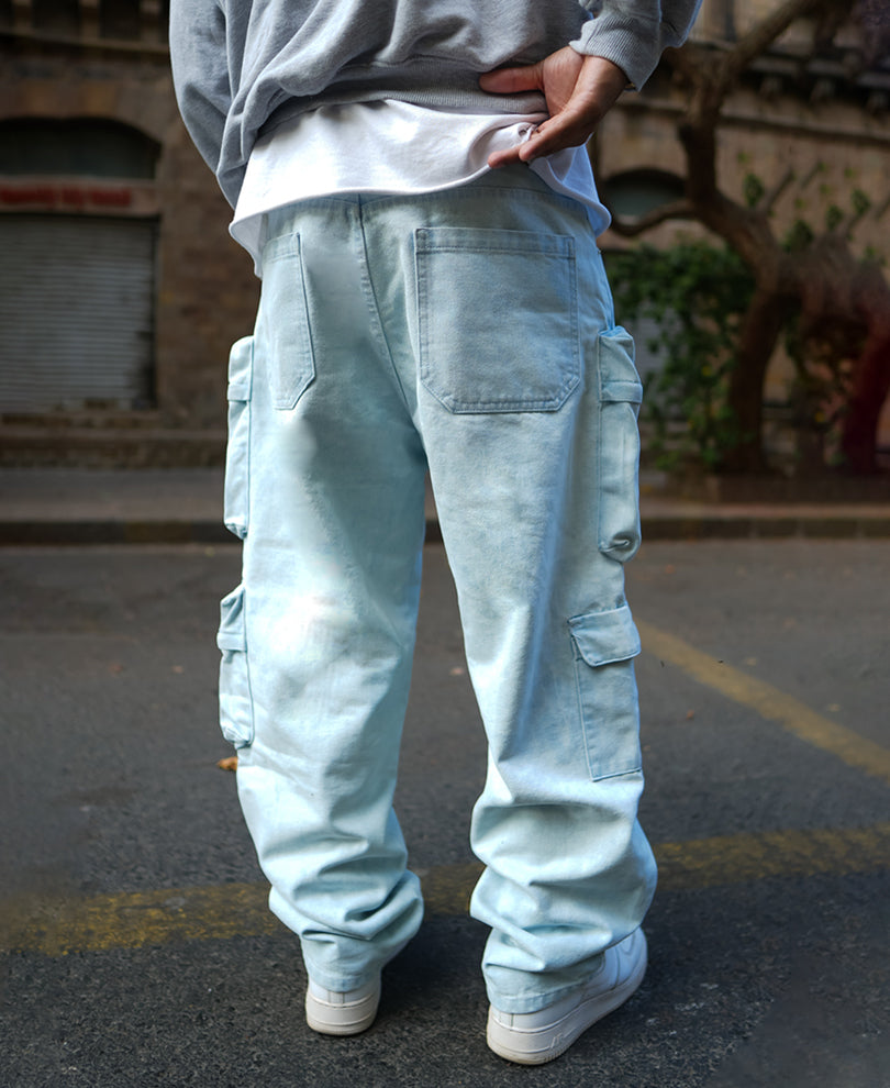 Ice Blue Baggy Fit Denim Jeans
