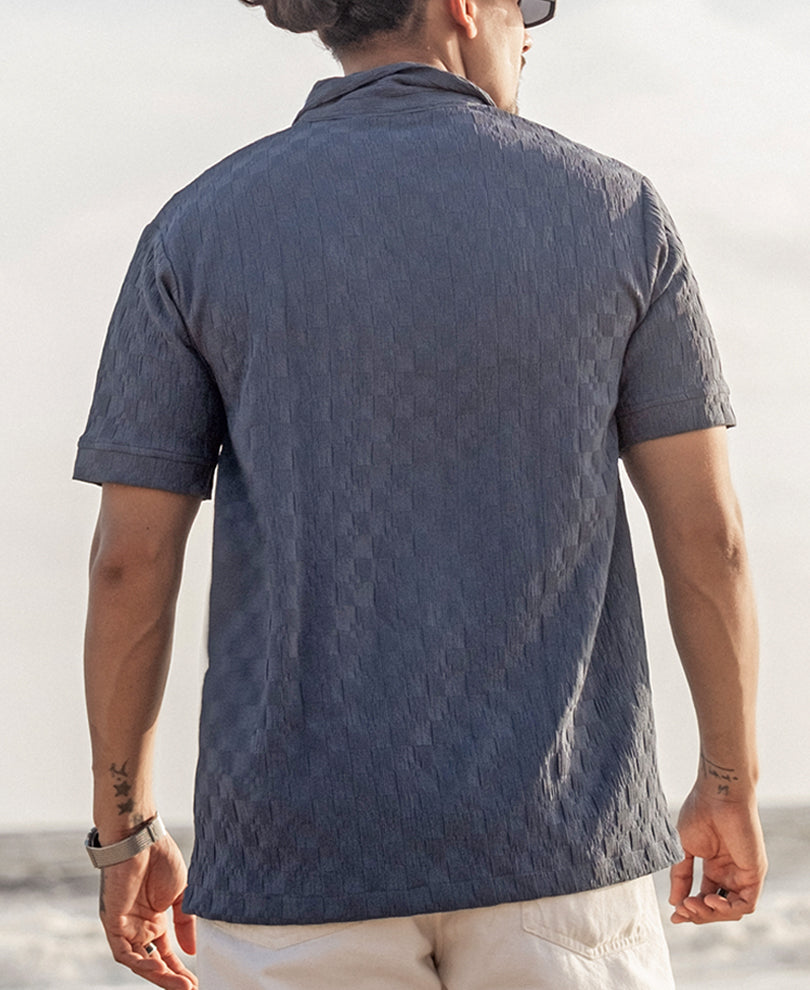 Dark Grey Structured Regular fit Half Sleeves T Shirt