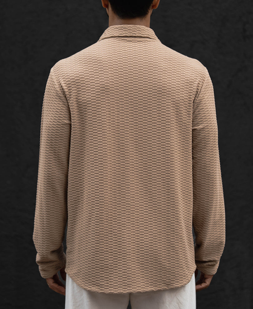 Coffee Regular Fit Full Sleeves Shirt