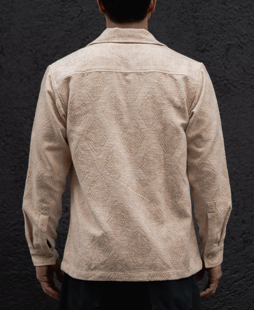 Dark Fawn Regular Fit Full Sleeves Shirt With Zip