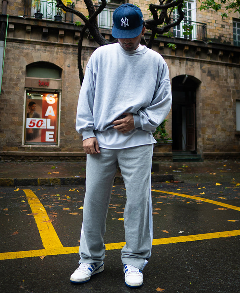 Grey Baggy Fit Sporty Casual Track Pant