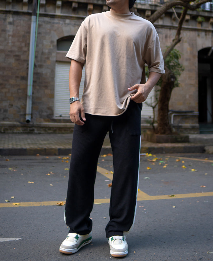 Black Casual Baggy Fit Track Pant