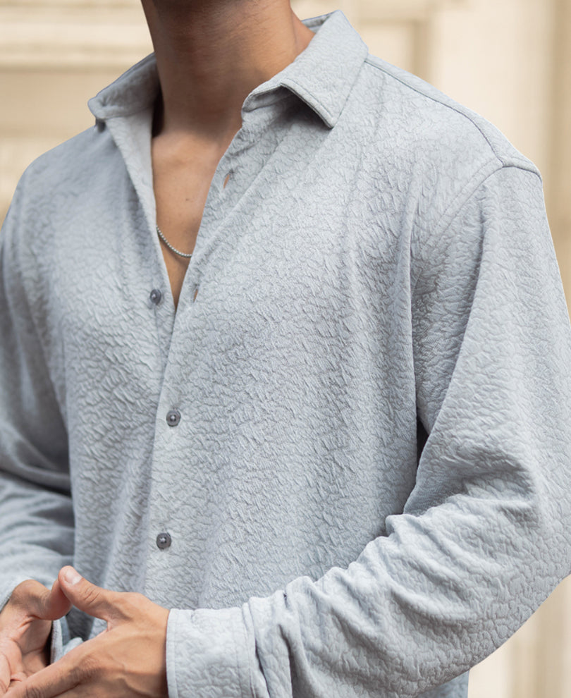 Grey Regular Fit Full Sleeves Shirt