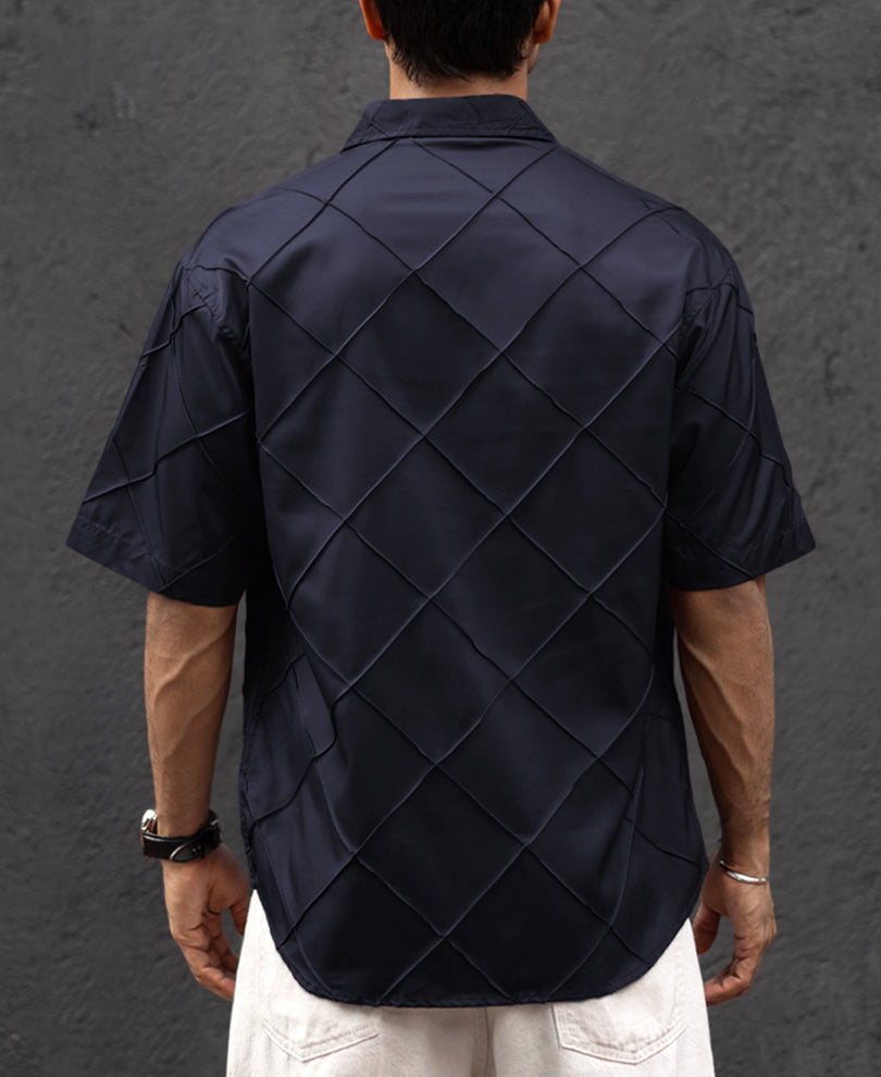 Navy Blue Oversized Half Sleeves Shirt
