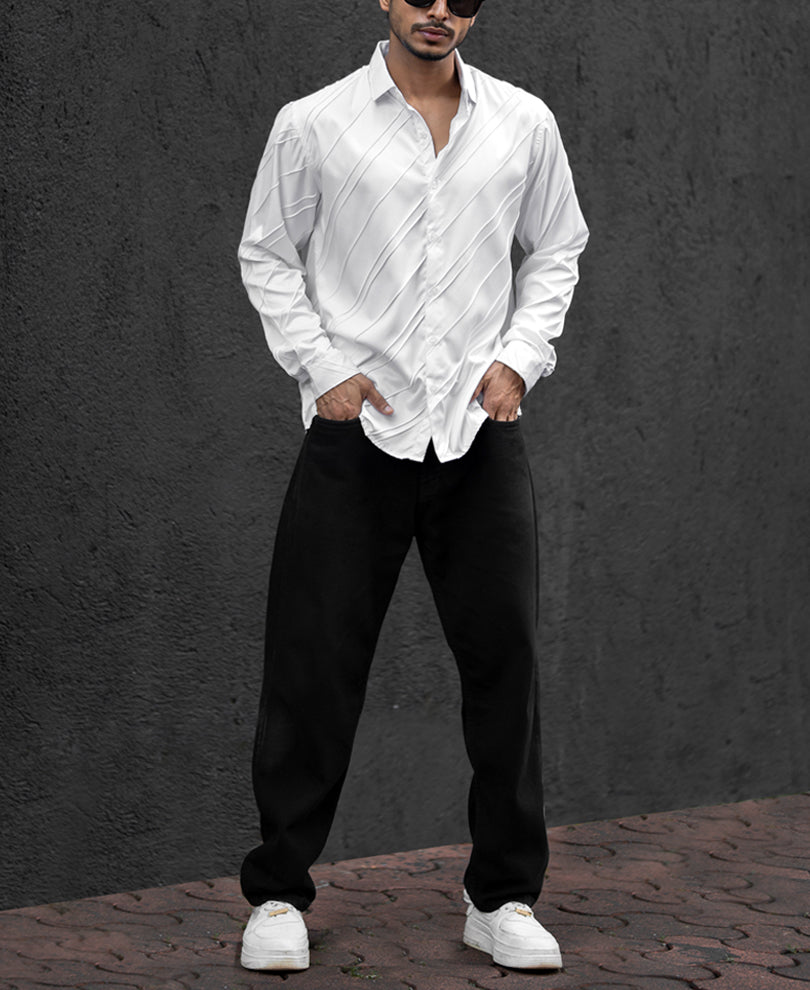 White Regular Fit Structured Shirt