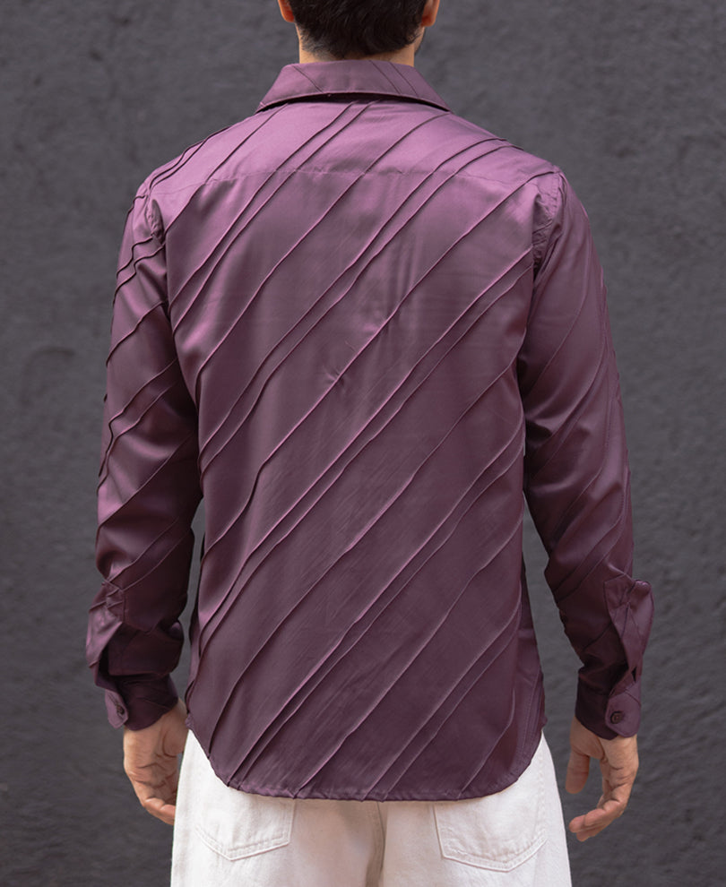 Wine Regular Fit Full Sleeves Shirt