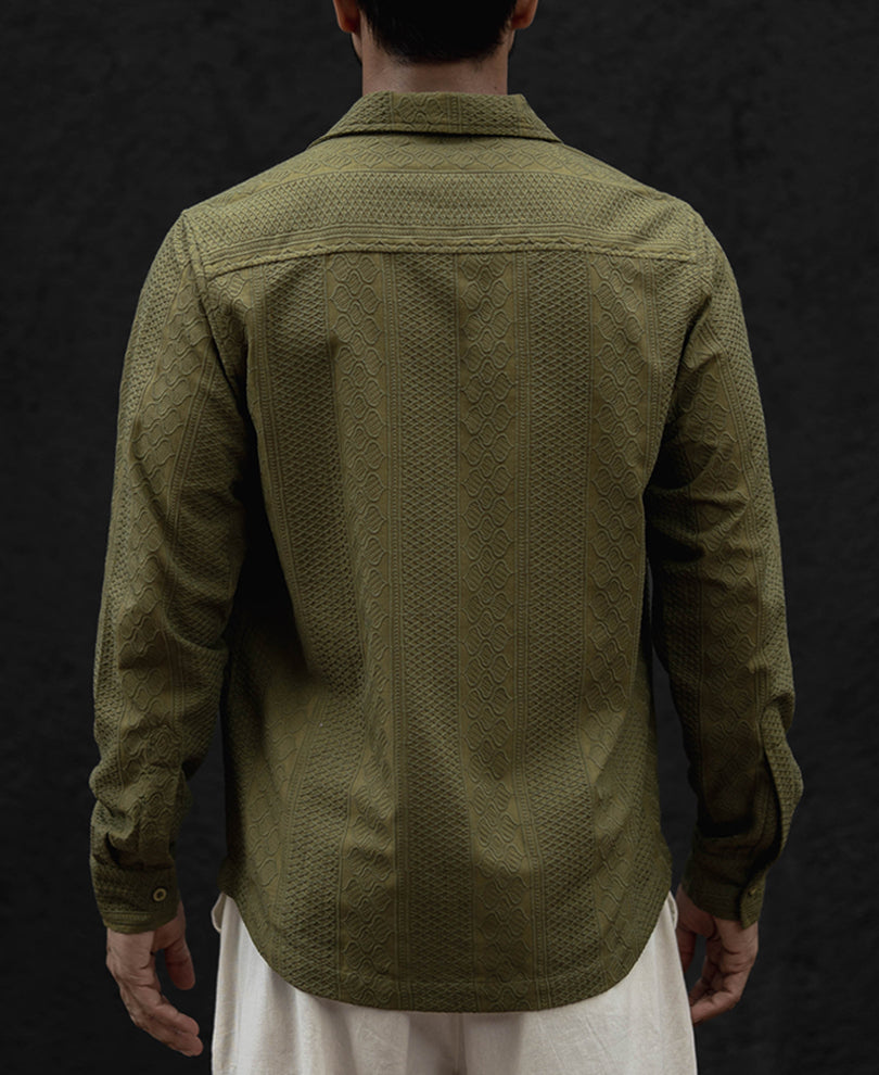 Olive Green Regular Fit Full Sleeves Shirt