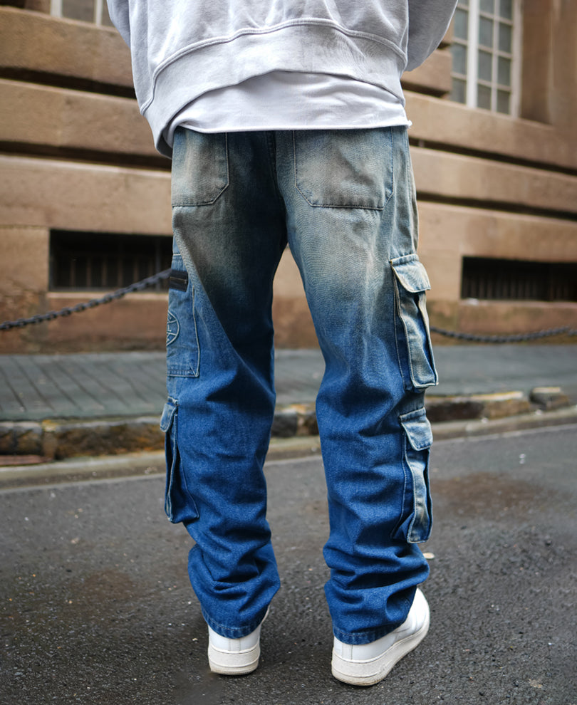 Blue Baggy Fit Cargo Denimã‚Â Jeans