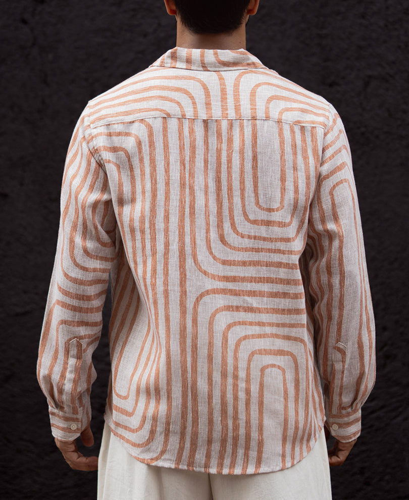 Rust Brown Regular Fit Full Sleeves Shirt