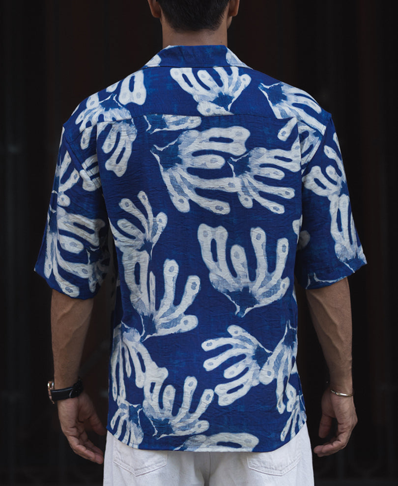 Blue Oversized Half Sleeves Shirt