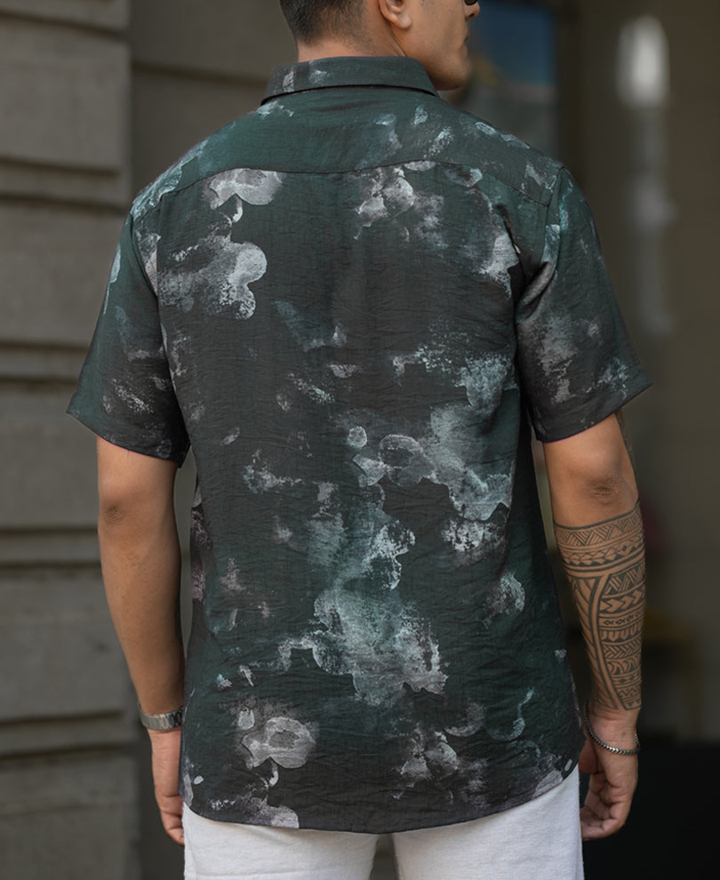 Black Regular Fit Half Sleeves Shirt