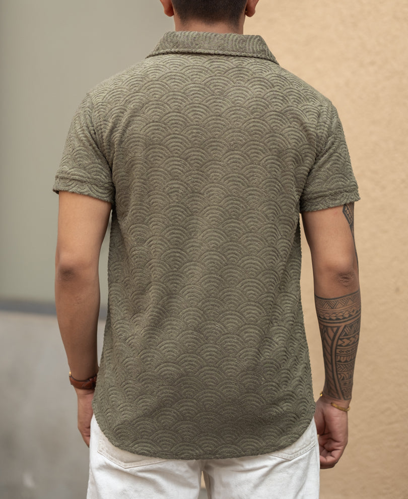 Green Structured Regular fit Polo T-Shirt