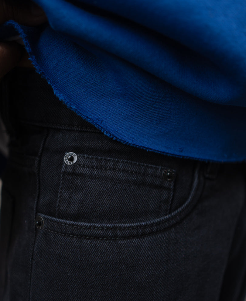 Carbon Black Basic Denim Baggy Fit Denim Jeans