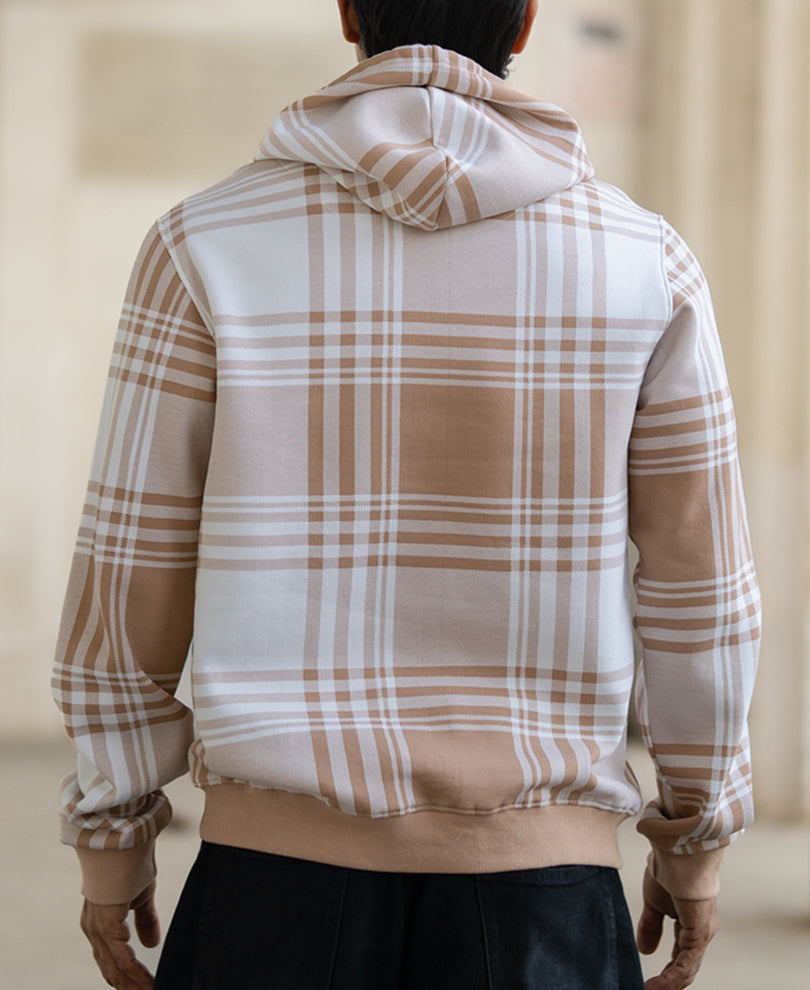 Off-White And Beige Regular Fit Hoodie Style T-Shirt