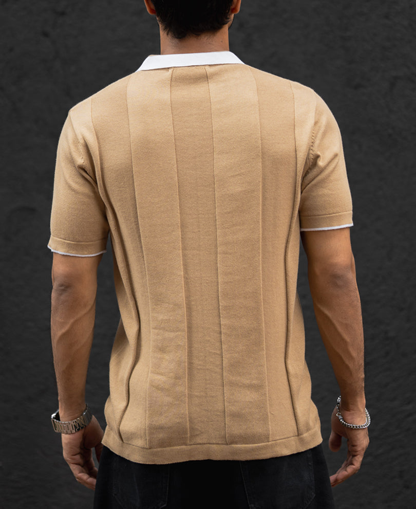 Khaki Regular Fit Half Sleeves T-Shirt