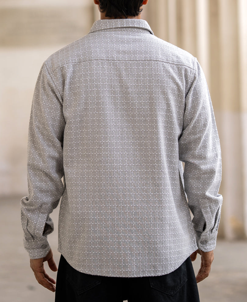 Grey Structured Double Pocket Shirt