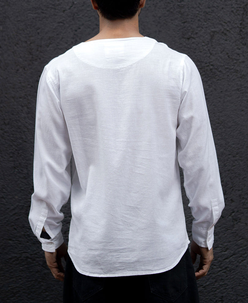 White Regular Kurta Style Full Sleeves Shirt