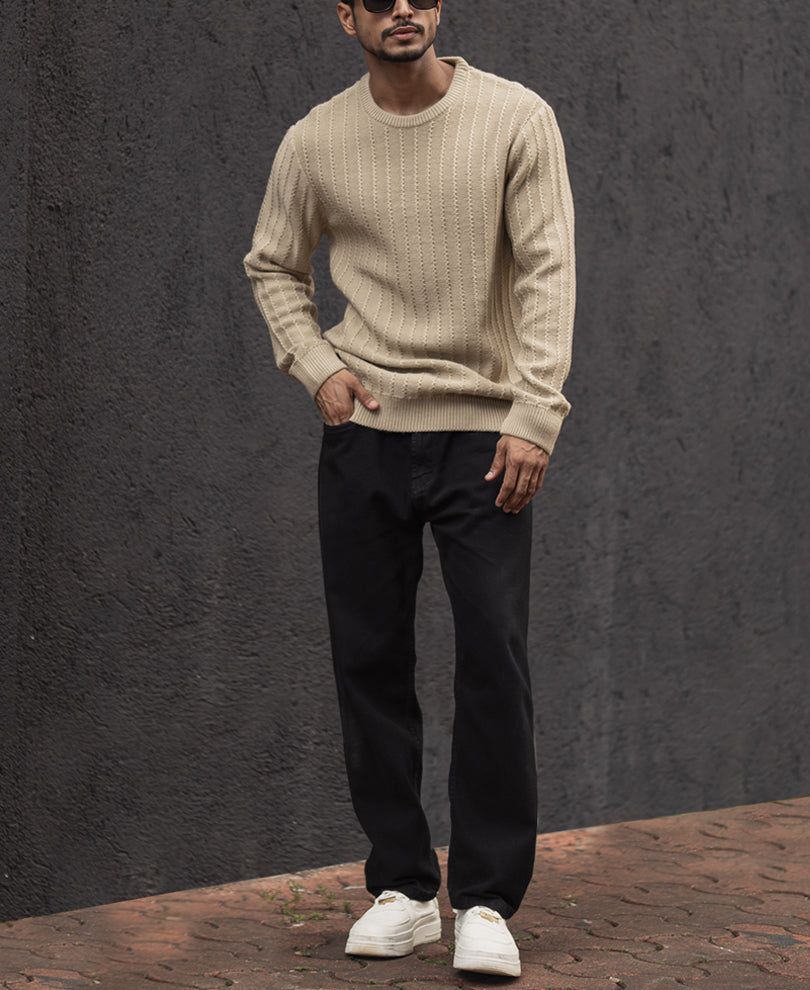 Light Camel Regular Fit Full Sleeves T-Shirt