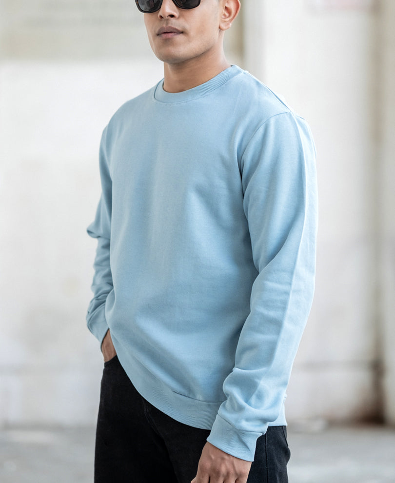 Sky Grey Regular Fit Full Sleeves T-Shirt
