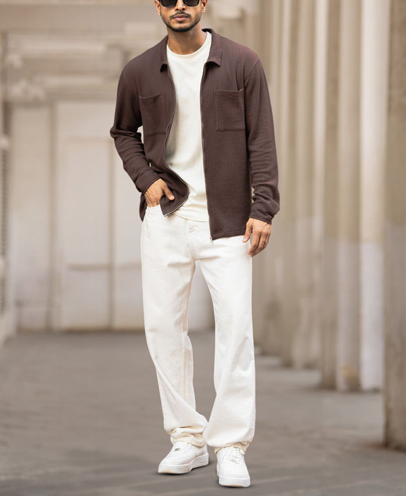 Dark Brown Full Sleeves Regular Fit Shirt