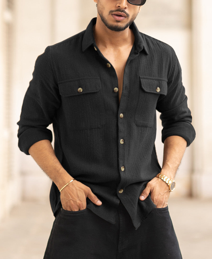 Black Flannel Overshirt